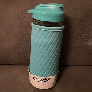 Masontops Mason Jar Hydration Kit Water Bottle Glass Tumbler Teal Neoprene Cover